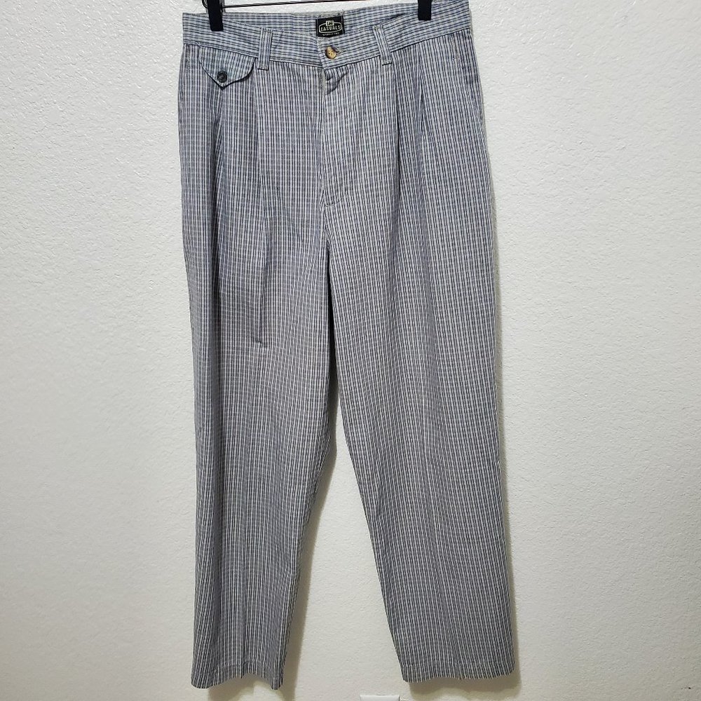 Vintage Lee Casual Plaid checker print pant trouser blue tan